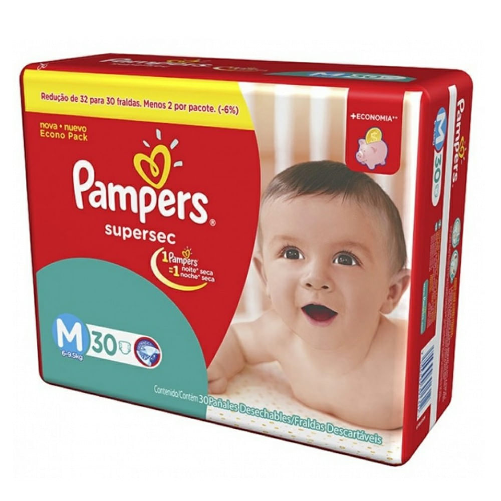 Fralda Pampers Supersec Pacotão Tamanho M 30 Unidades Drogaria Globo