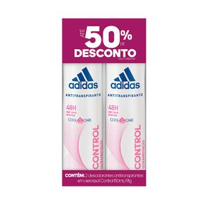 Kit Desodorante Aerossol Adidas Feminino Control 2 Unidades 150ml Cada