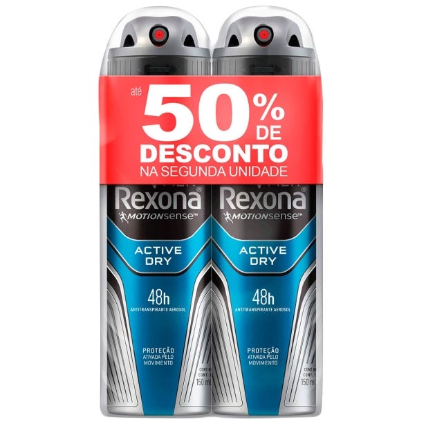 Kit 5 Unidades Desodorante Aerosol Rexona Men Active Dry 150ml