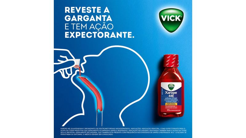 Xaropes Vick  Revestem a garganta, ​aliviando a tosse a partir de 5  minutos 