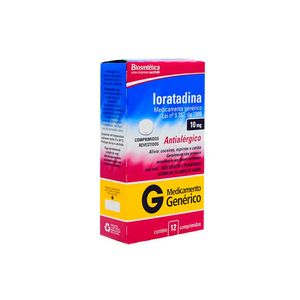 Loratadina 10mg Genérico Biosintetica 12 Comprimidos