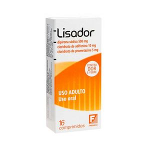 Lisador Dipirona 500mg + Adifenina 10mg + Prometazina 5mg 16 Comprimidos