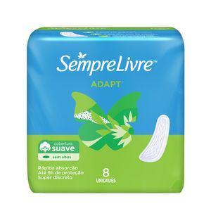 Absorvente Sempre Livre Adapt Suave sem Abas Com 8 Unidades