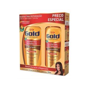Kit Niely Gold Queratina Reparação Shampoo 300ml + Condicionador 200ml