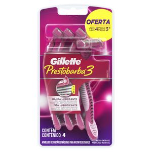 Kit Aparelho de Depilar Gillette Prestobarba 3 Feminino Leve 4 Pague 3 Unidades