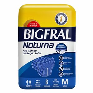 Fralda Geriátrica Bigfral Noturna Tamanho M 8 Unidades