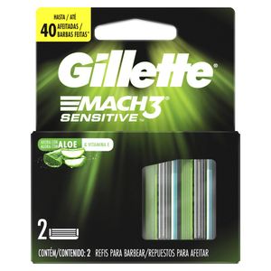 Carga para Aparelho de Barbear Gillette Mach 3 Sensitive 2 Unidades