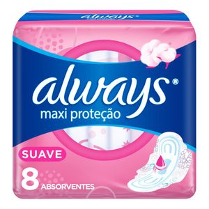 Absorvente Always Proteção Total Maxi Cobertura Suave Com Abas 8 Unidades