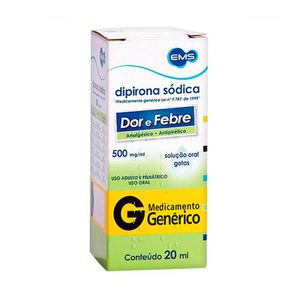 Dipirona Monoidratada 500mg/ml Gotas Genérico EMS 20ml