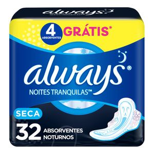 Absorvente Always Noites Tranquilas Seca Com Abas Leve 32 Pague 28 Unidades