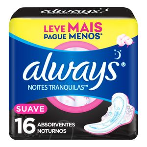 Absorvente Always Noites Tranquilas Suave Com Abas Leve 16 Pague 14