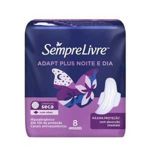 Absorvente Sempre Livre Fit Max Cobertura Suave Com Abas Noturno com 8 Unidades