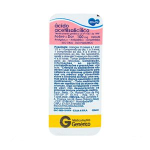 Ácido Acetilsalicílico 100mg Genérico EMS 10 Comprimidos