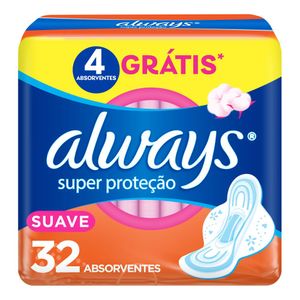 Absorvente Always Super Proteção Suave Com Abas 32 Unidades
