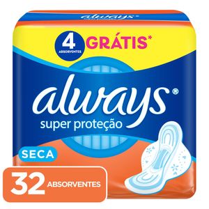 Absorvente Always Super Proteção Seca Com Abas 32 Unidades