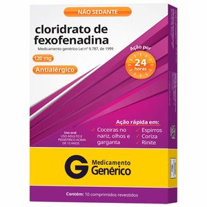 Cloridrato de Fexofenadina 120mg Genérico Cimed 10 Comprimidos
