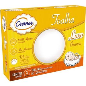 Toalha Luxo Branca Cremer 70x20 3 Unidades