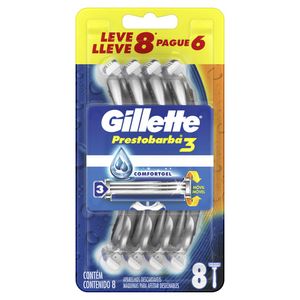 Kit Aparelho de Barbear Gillette Prestobarba 3 Leve 8 Pague 6