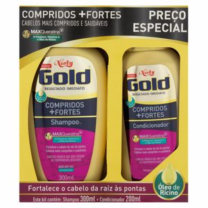 Kit Shampoo Niely Gold 300Ml + Condicionador Compridos+Fortes 200Ml