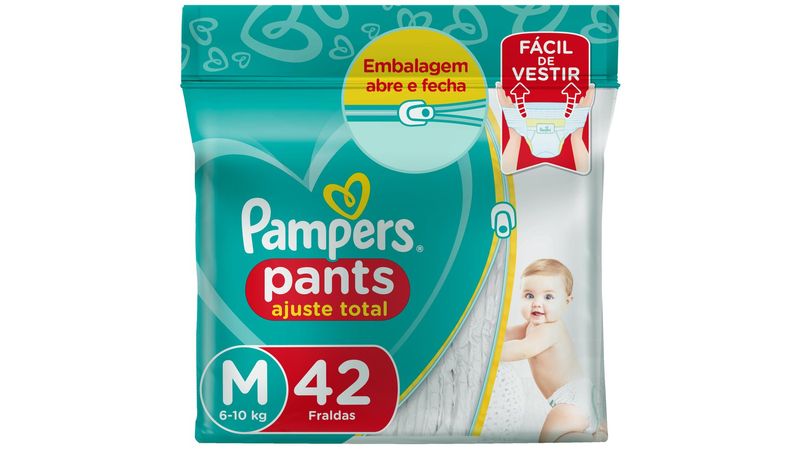 FRALDA PAMPERS PANTS AJUSTE TOTAL M 42 UNIDADES - Pague Menos