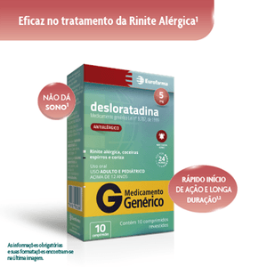 Desloratadina 5Mg Genérico Eurofarma 10 Comprimidos