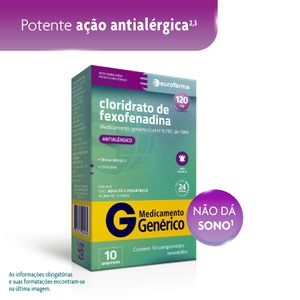 Cloridrato Fexofenadina Genérico EURO 10 Comprimidos Revestido 120Mg