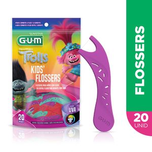 Fio Dental Flosser Infantil Trolls 20 Unidades