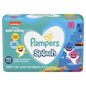 Lenço Umedecido Pampers Splash Baby Shark 192 unidades