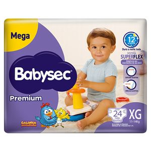Fralda Babysec Premium Tamanho Xg Pacote Mega 24 Fraldas Descartaveis
