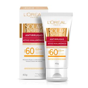 Protetor Solar Facial Loréal Paris Antirrugas Expertise Com Cor FPS 60 Solar 40G
