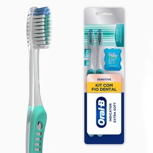 Kit Escova Dental Indicator Extra Soft 2unidades + Fio Dental Satin