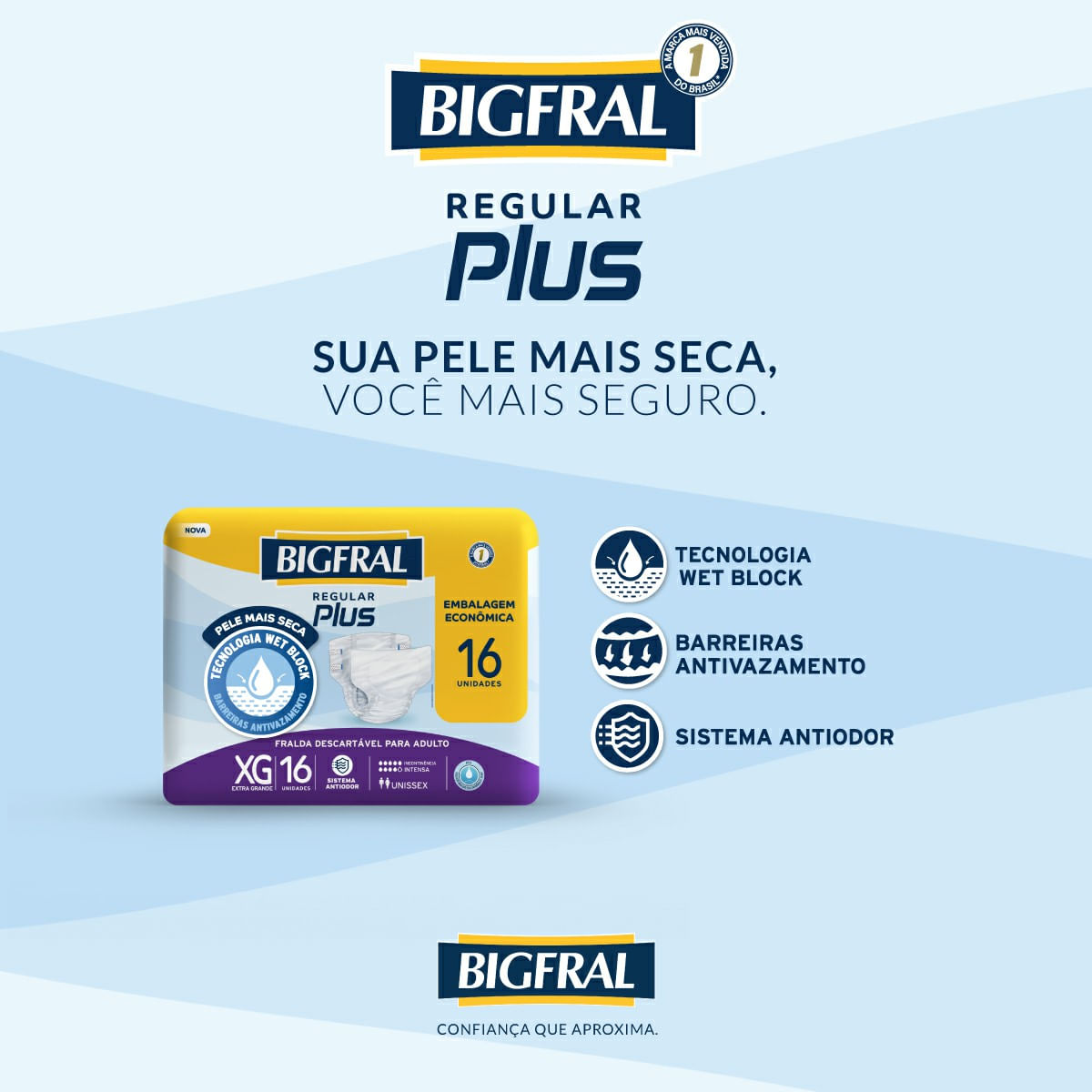 Fralda Bigfral Regular Plus Econômica XG 16 Unidades