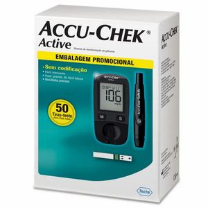 Kit Aparelho de Glicemia Accu-Chek Active com 50 Fitas