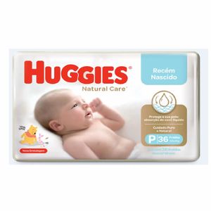 Fralda Huggies Natural Care Mega P com 36unidades