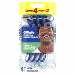 Barbeador Gillette Derma Proteção Descartável 4unidades