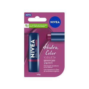 Protetor Labial Hidratante Nivea Hidra Color 2 em 1 Violeta 4,8g