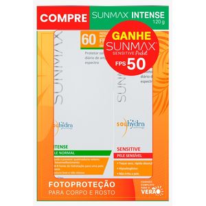 Kit Protetor Solar Sunmax Intense FPS60 120g + Sensitive Pocket FPS50 25ml