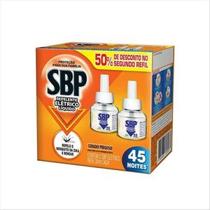 Repelente Elétrico Líquido Sbp 45 Noites com 02unidades 35ml