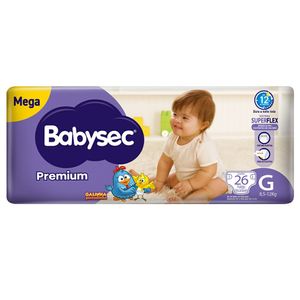Fralda Babysec Premium Tam G Pacote Mega 26 Fraldas Descartaveis