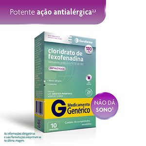 Cloridrato Fexofenadina Genérico EURO 10 Comprimidos Revestido 180Mg