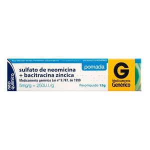 Sulfato de Neomicina 5mg + Bacitracina Zíncica Pomada Genérico Neo Química 15g