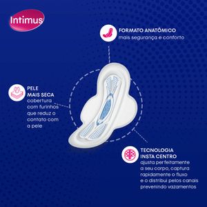Absorvente Intimus Noturno Cobertura Seca Com Abas 30 Unidades