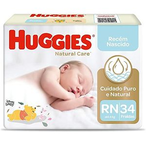 Fralda Huggies Natural Care Mega RN com 34unidades