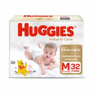 Fralda Huggies Natural Care Mega M com 32unidades