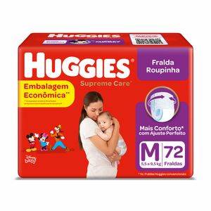 Fralda Huggies Supreme Care Roupinha Hiper Tamanho M com 72 unidades