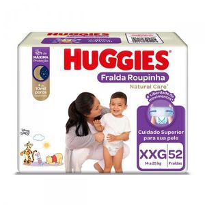 Fralda Huggies Roupinha Natural Care XXG Hiper 52 Unidades