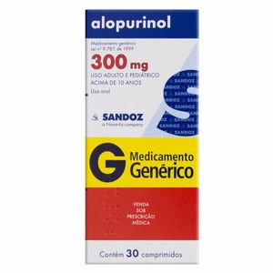 Alopurinol 300mg Genérico Sandoz 30 Comprimidos