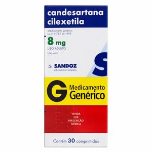 Candesartana Cilexetila 8mg Genérico Sandoz 30 comprimidos
