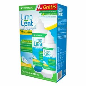 Kit Limp Lent Solução Estéril Para Lentes Contato com 1 Frasco de 350ml + 1 Frasco de 120ml + 1 Estojo Para Lentes
