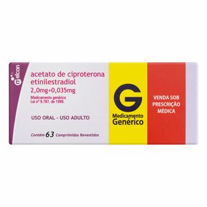Acetato de Ciproterona 2mg + Etinilestradiol 0,035mg Genérico Biosintética 63comprimidos